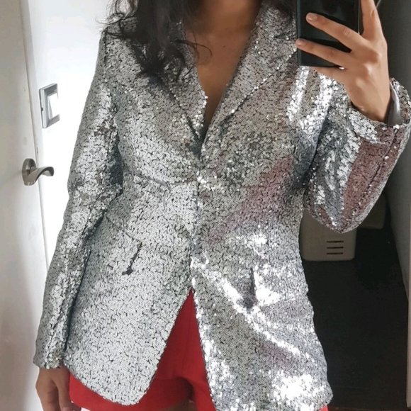 Jackets & Blazers - Silver sequin blazer